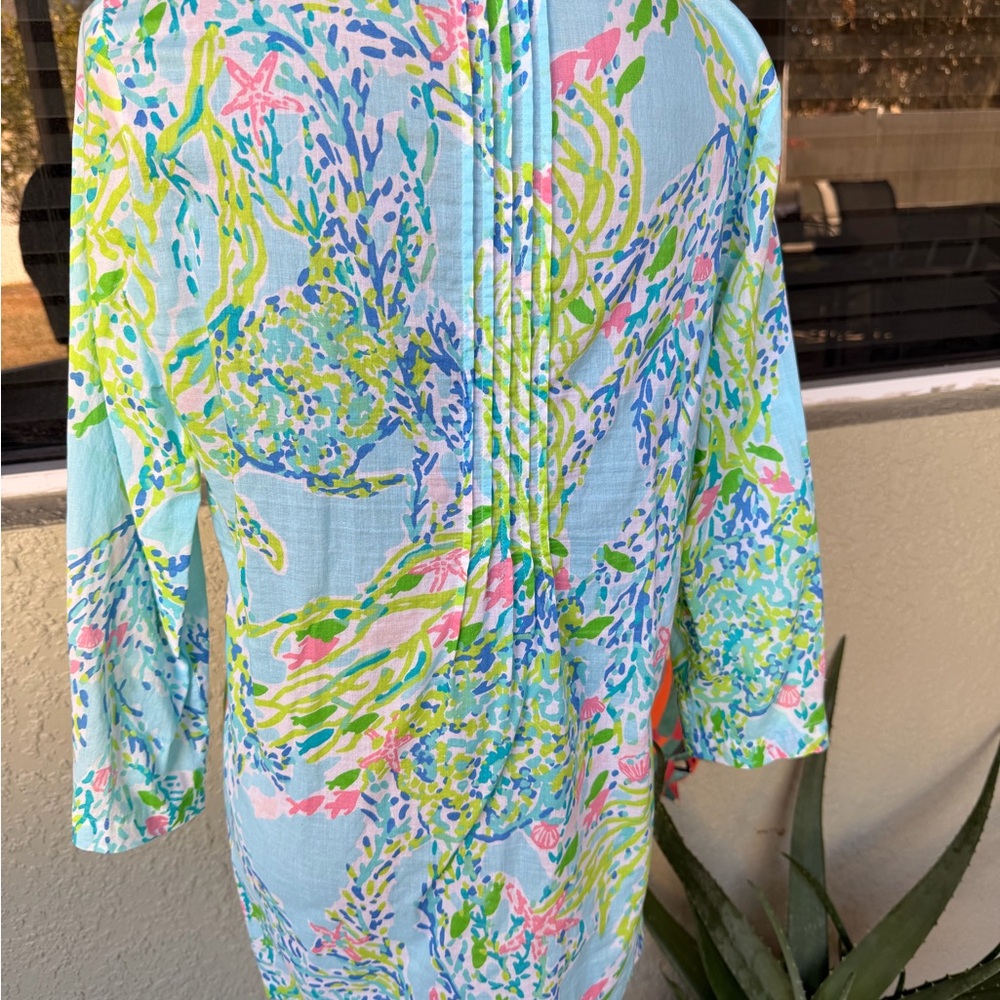 Lilly Pulitzer Beaded Tunic Top Blue Green Print Size - Picture 7 of 9